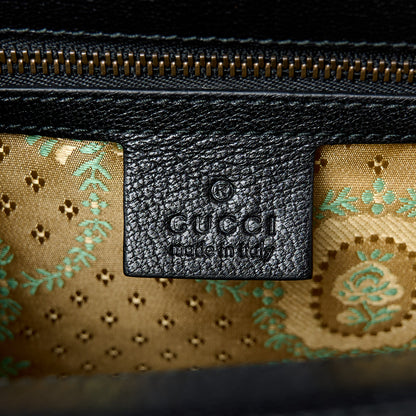 Gucci Calfskin Snakeskin Studded Medium Ottilia Top Handle Bag Black 5 of 11
