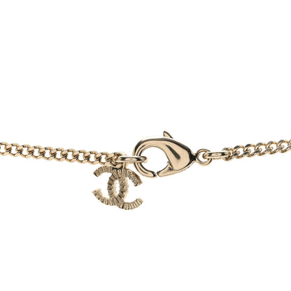 Chanel Baguette Crystal Logo CC Necklace Grey Gold 6 of 6
