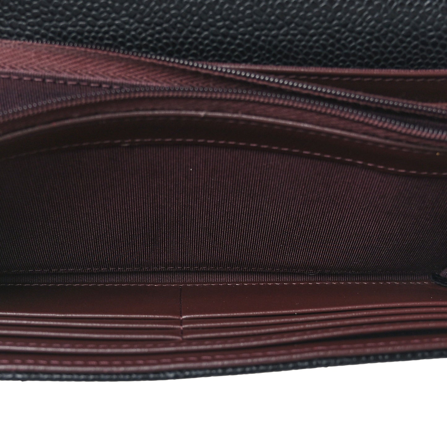 Caviar Quilted Large Gusset Flap Wallet Black