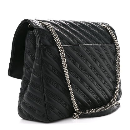 Balenciaga Calfskin Logo Matelasse Large BB Flap Chain Shoulder Bag Black 3 of 14