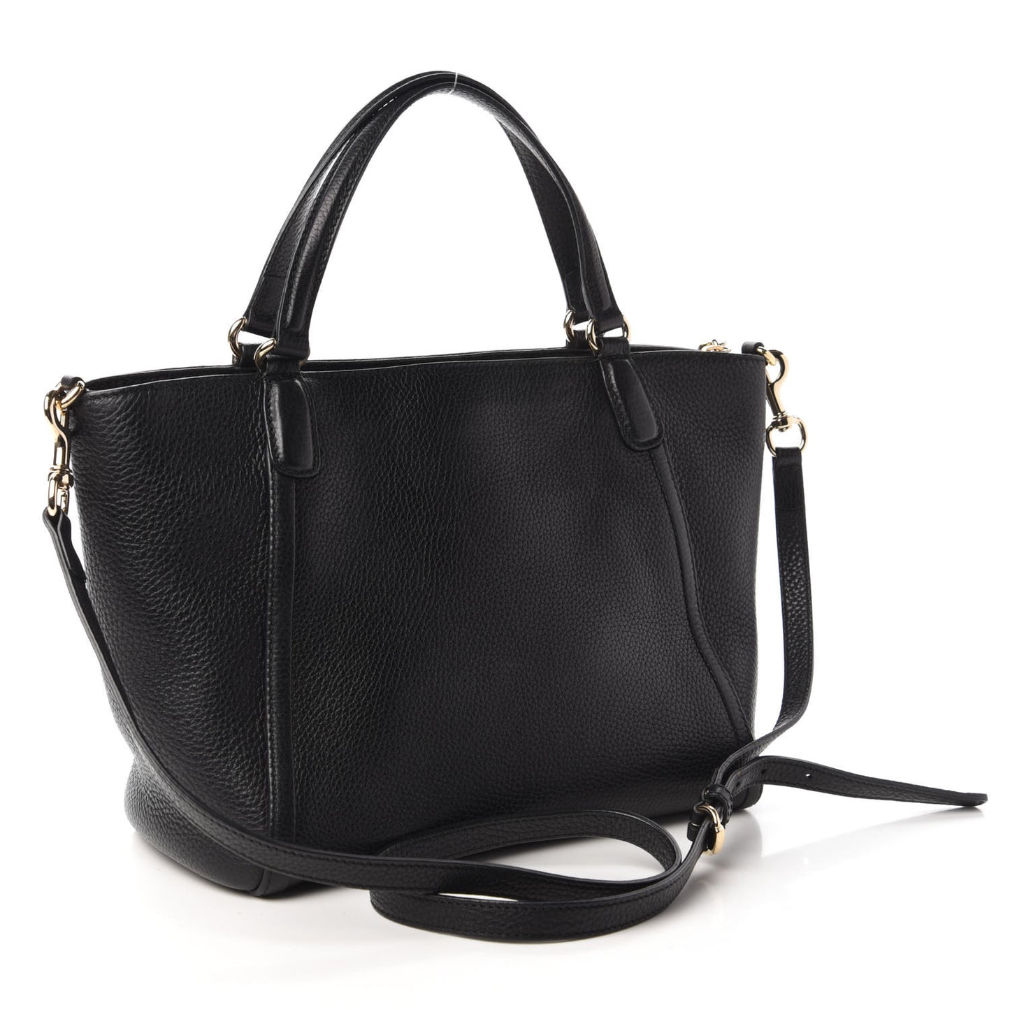 Pebbled Calfskin Small Soho Top Handle Bag Black