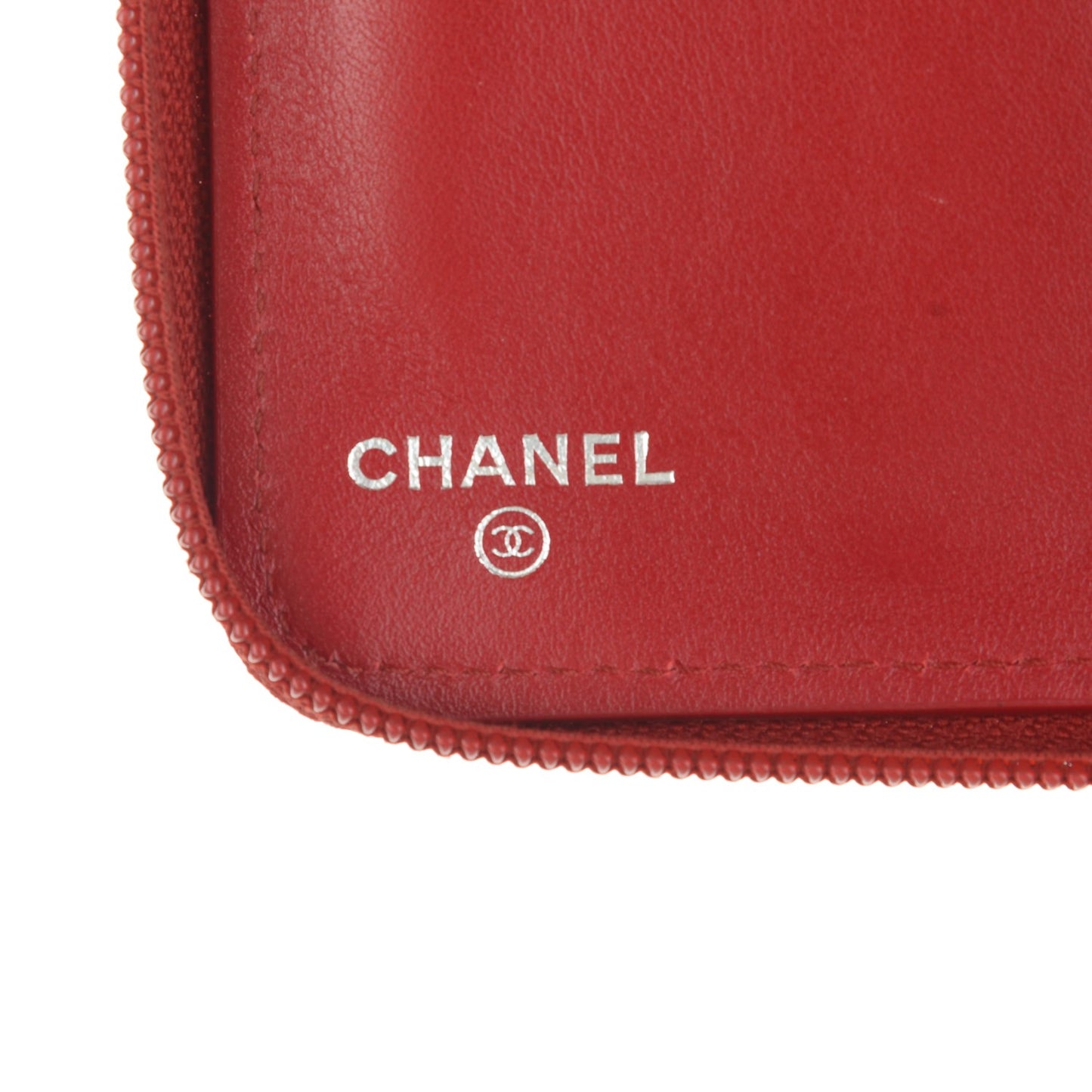 Caviar Large CC Timeless Zip Around Organizer Wallet Red