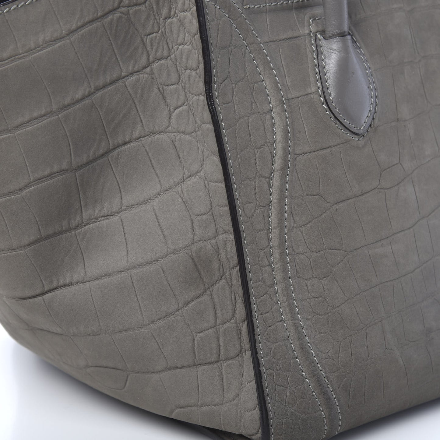 Crocodile Embossed Nubuck Medium Phantom Luggage Grey