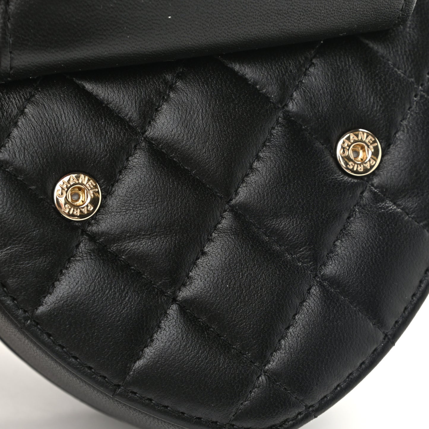 Lambskin Quilted CC In Love Heart Waist Belt Bag With Chain Black
