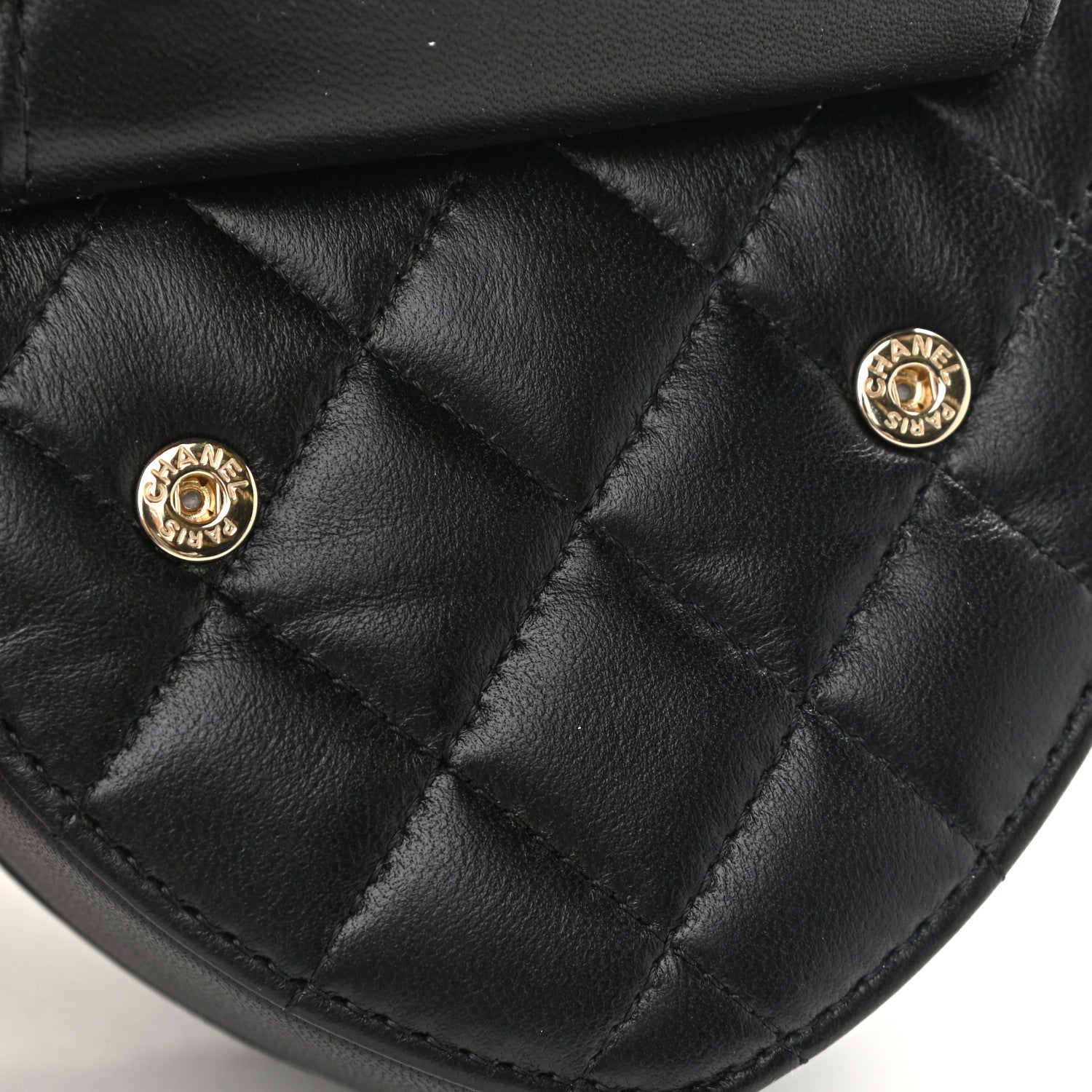 Chanel Lambskin Quilted CC In Love Heart Waist Belt Bag With Chain Black 10 of 11