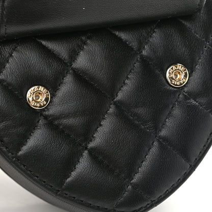 Chanel Lambskin Quilted CC In Love Heart Waist Belt Bag With Chain Black 10 of 11