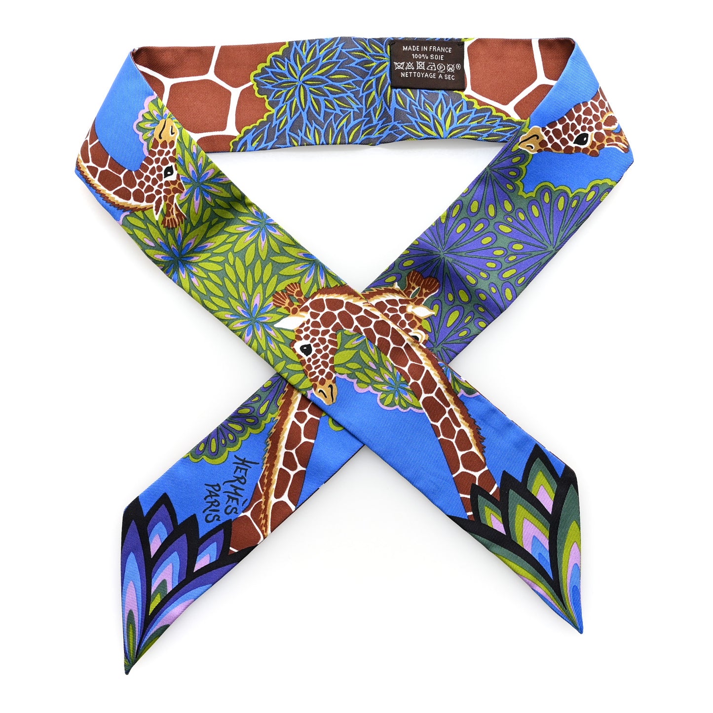 Silk The Three Graces Twilly Bleu Vert Marron