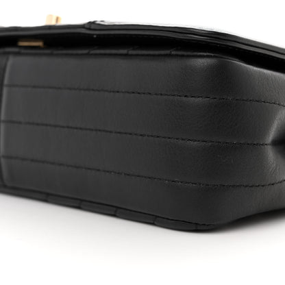 Chanel Calfskin Chevron Quilted Medium Statement Flap Black 10 of 13