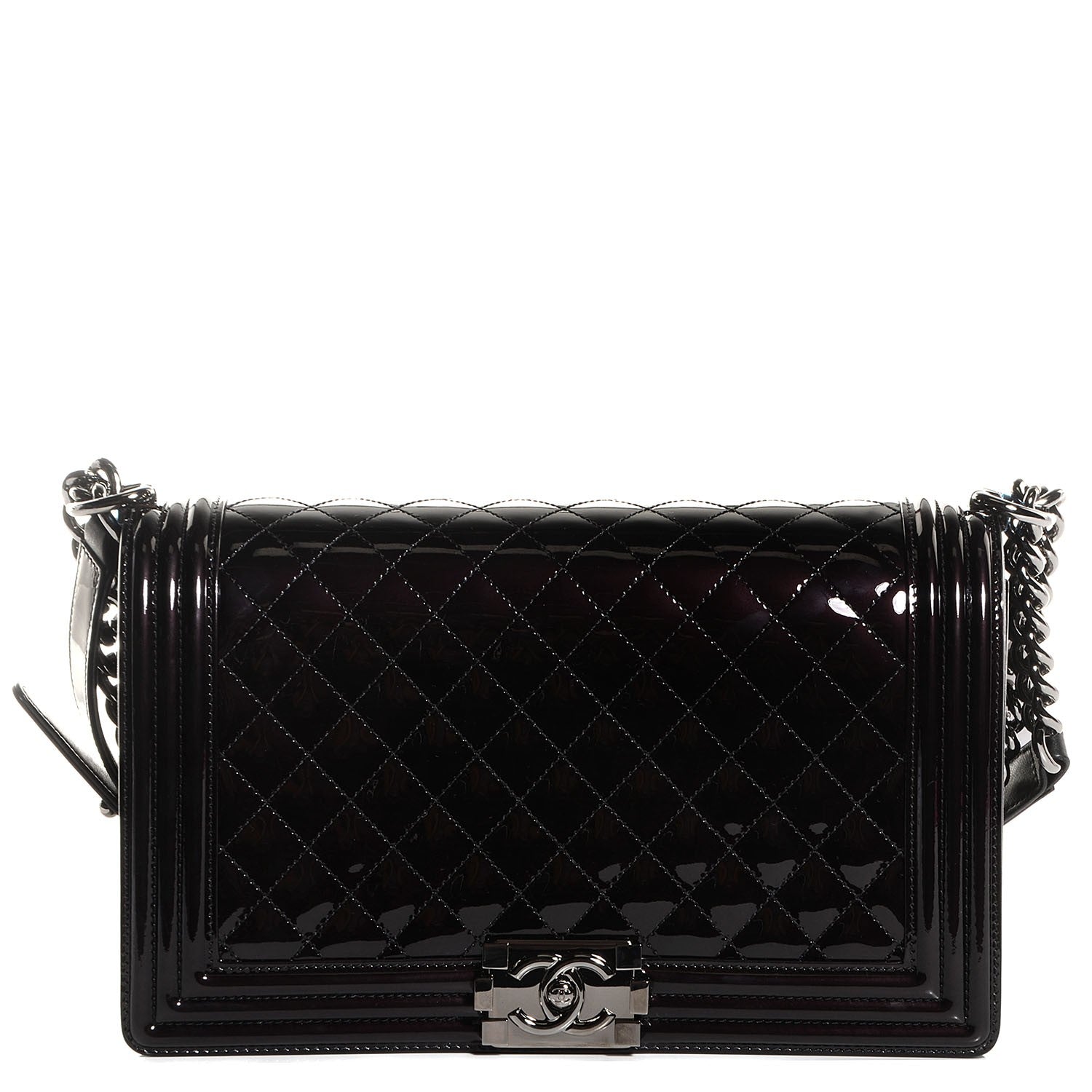 Chanel Patent Quilted New Medium Boy Flap Black 1 of 9