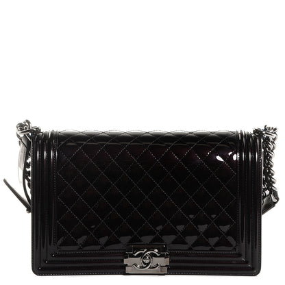 Chanel Patent Quilted New Medium Boy Flap Black 1 of 9