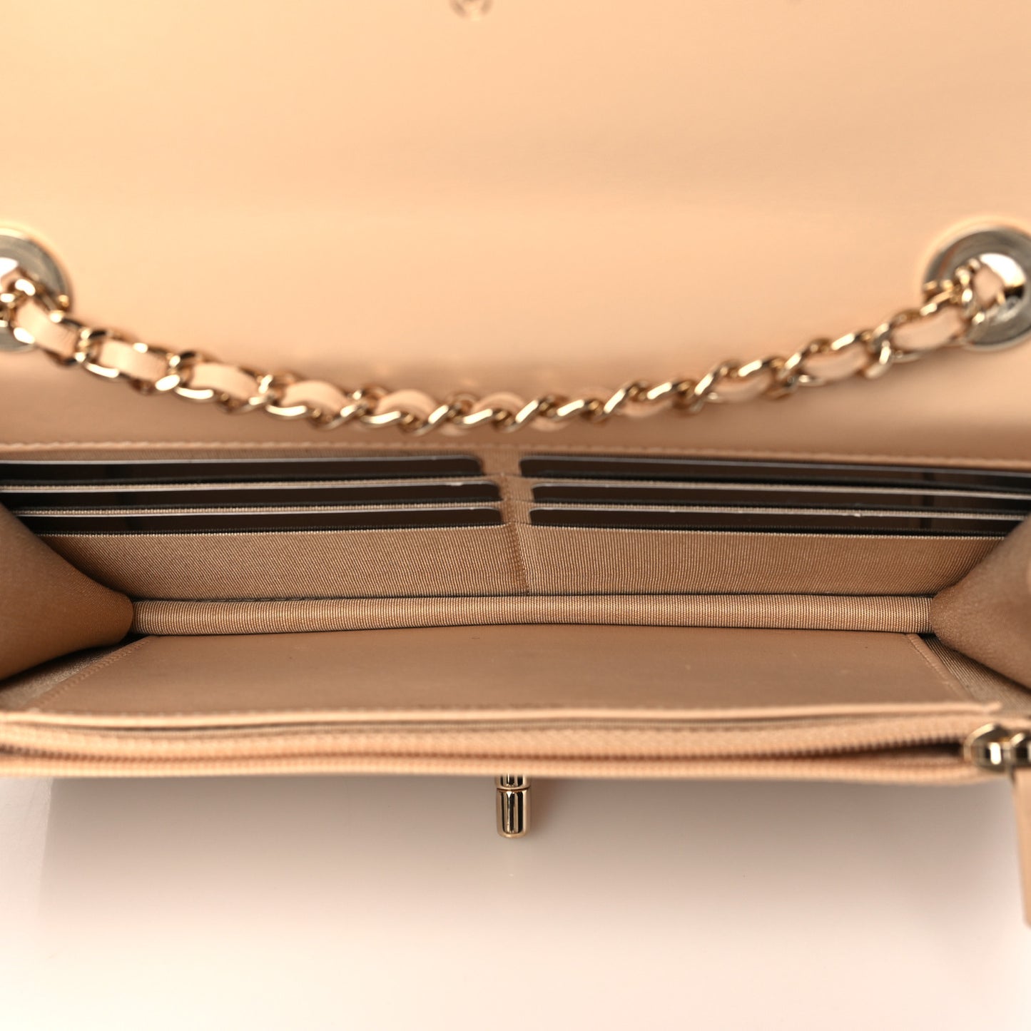 Lambskin Quilted Trendy CC Wallet On Chain WOC Beige