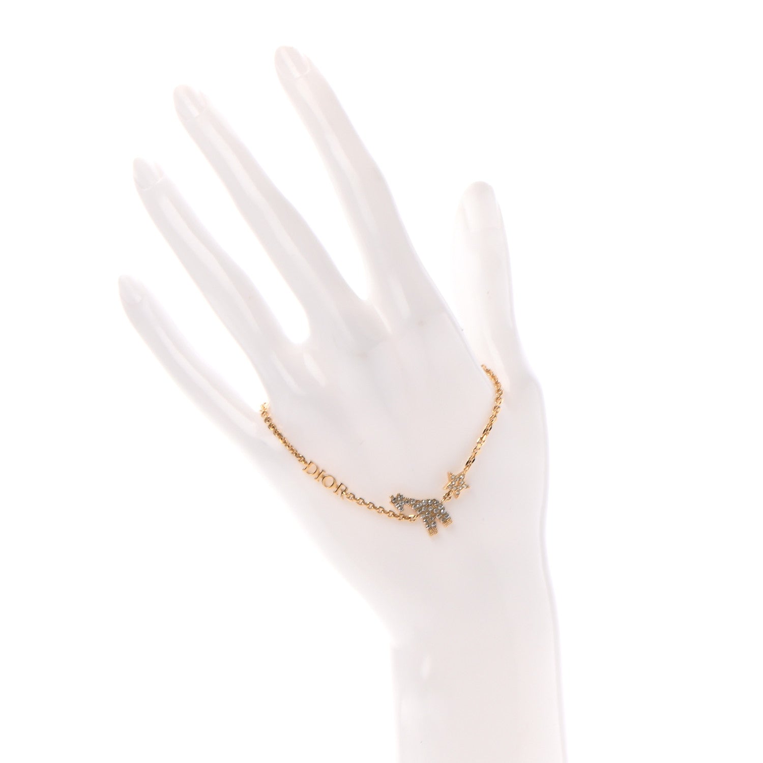 Christian Dior Crystal Diorable Giraffe Logo Bracelet Gold 2 of 4