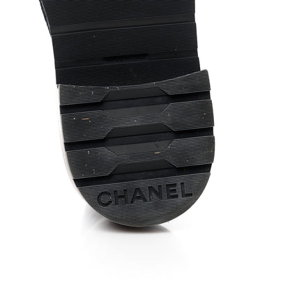 Chanel Shiny Goatskin Calfskin Quilted Lace Up Combat Boots 38 Black 6 of 11