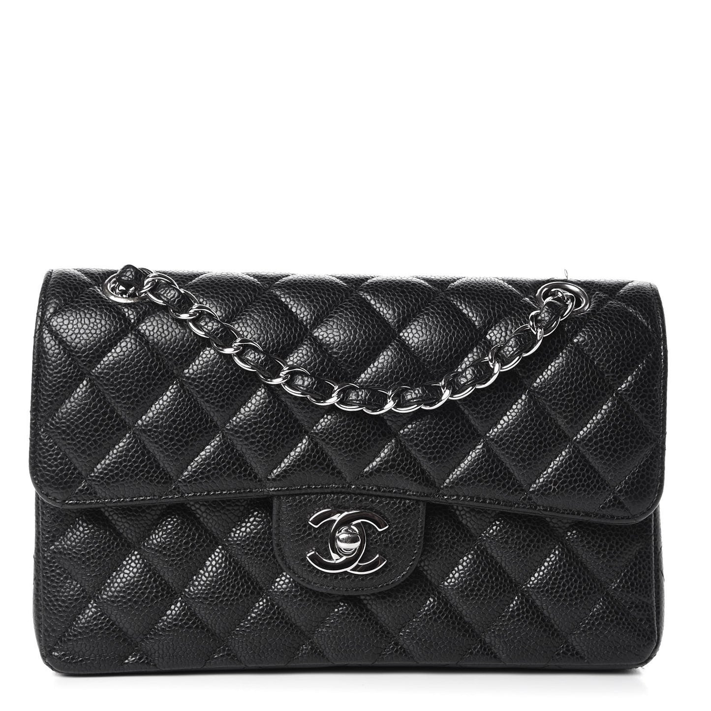 Caviar Quilted Small Double Flap Black