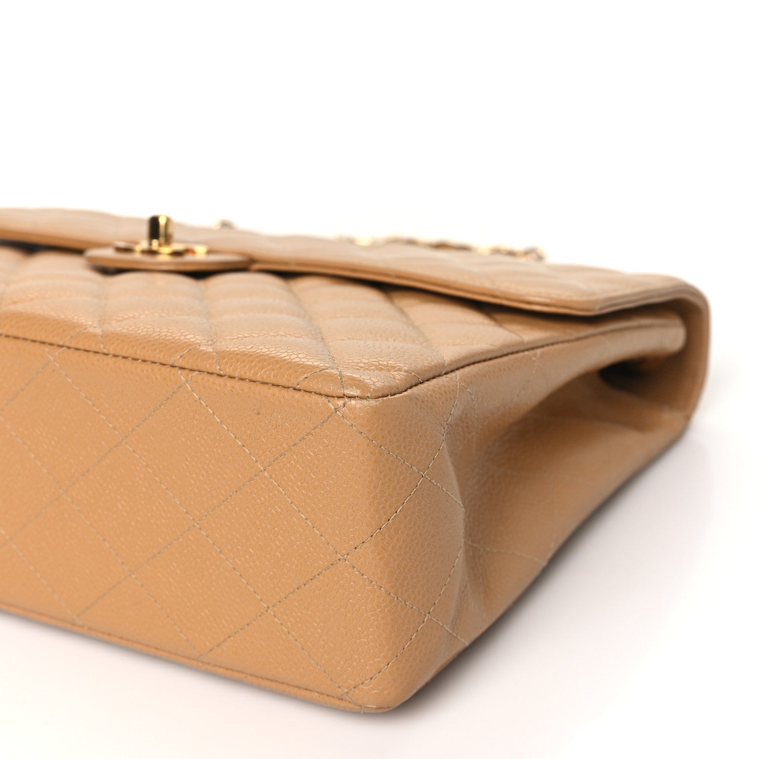 Chanel Caviar Quilted XL Jumbo Single Flap Beige 9 of 11
