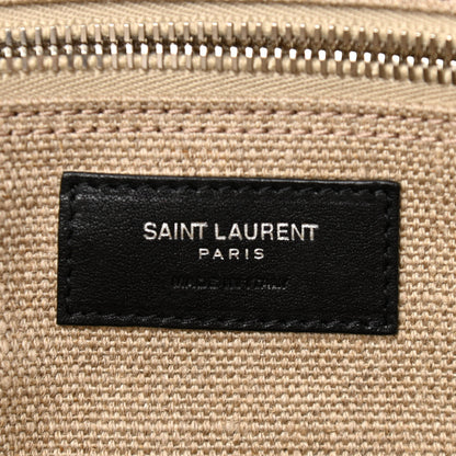 Saint Laurent Linen Calfskin Rive Gauche Tote Optic White 6 of 9