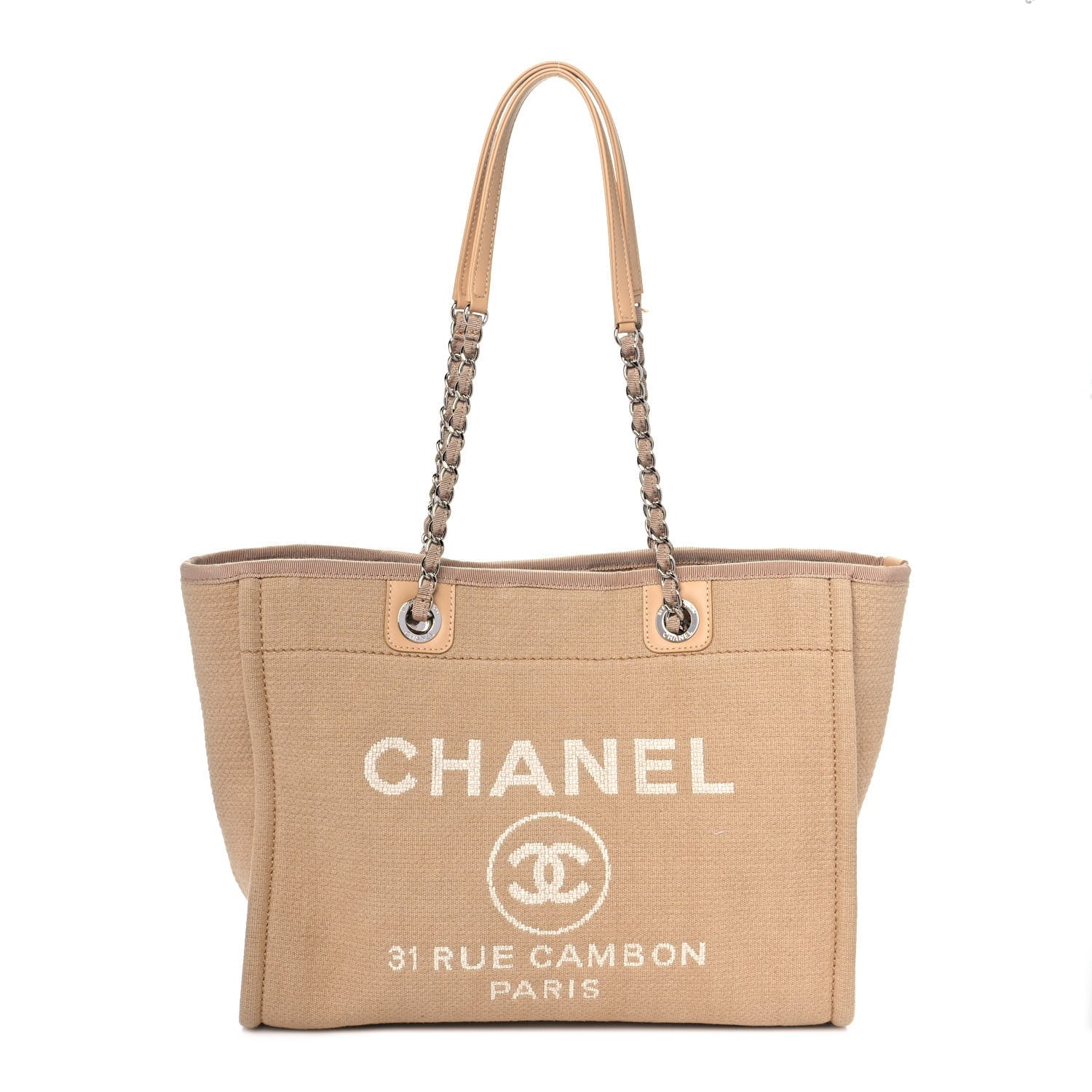 Chanel Mixed Fibers Small Deauville Tote Beige 3 of 10