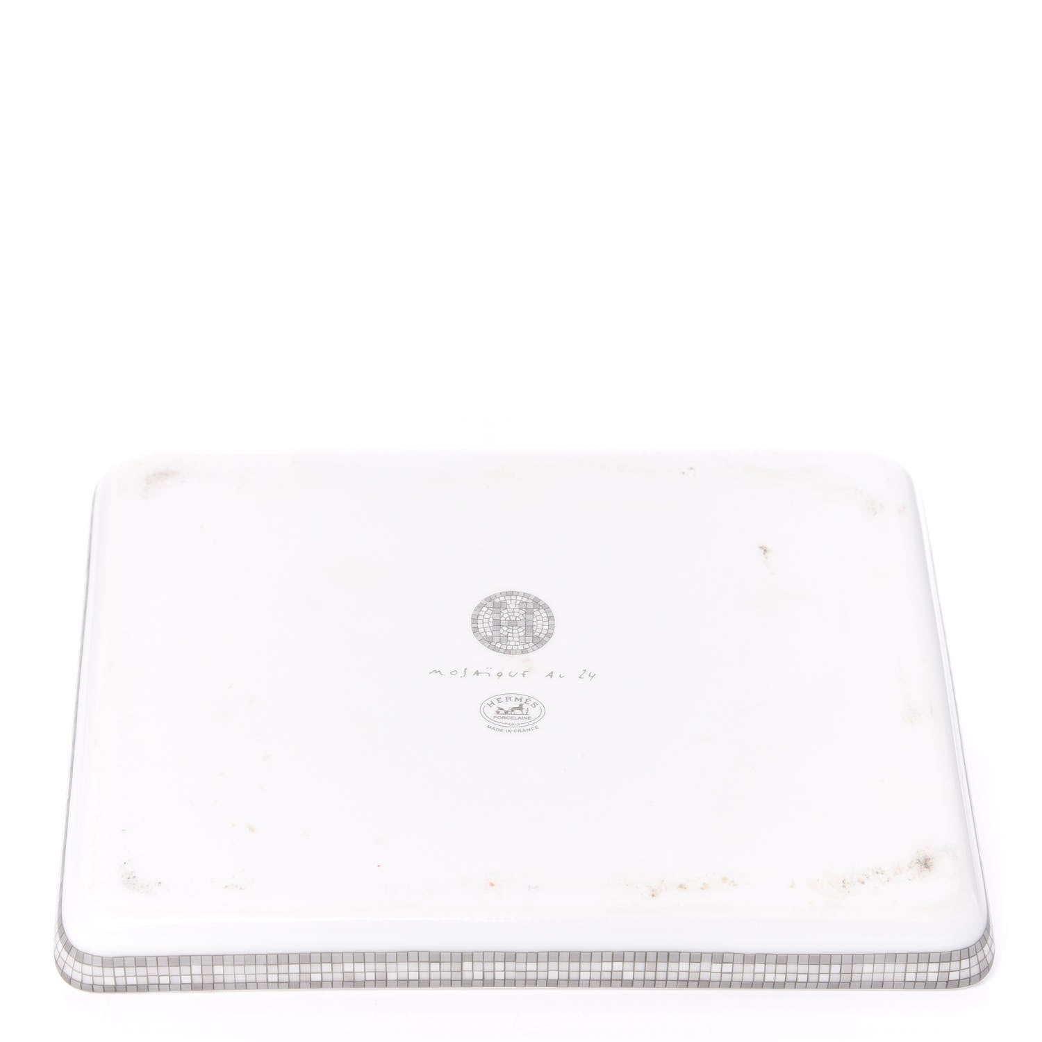 Hermes Porcelain Mosaique Au 24 Sushi Plate Platine 6 of 8