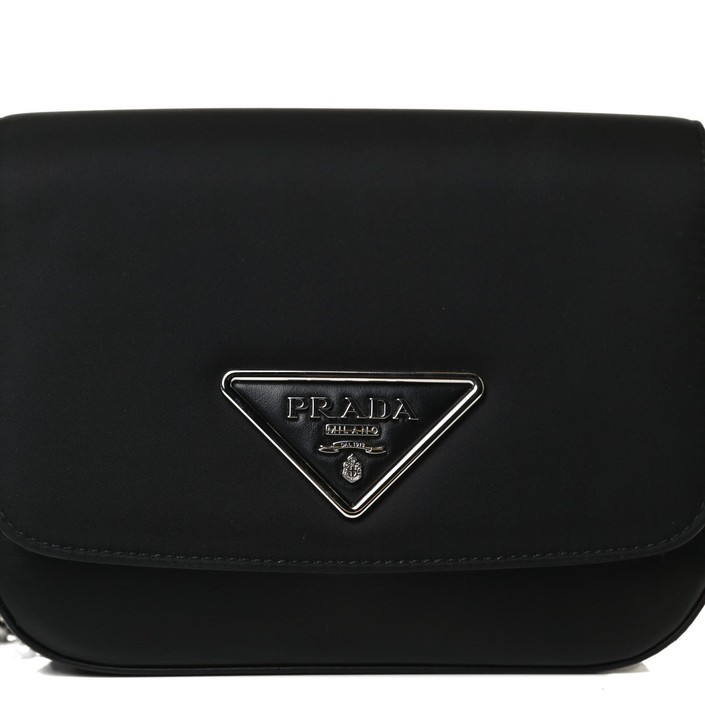 Nylon Calfskin Identity Shoulder Bag Black