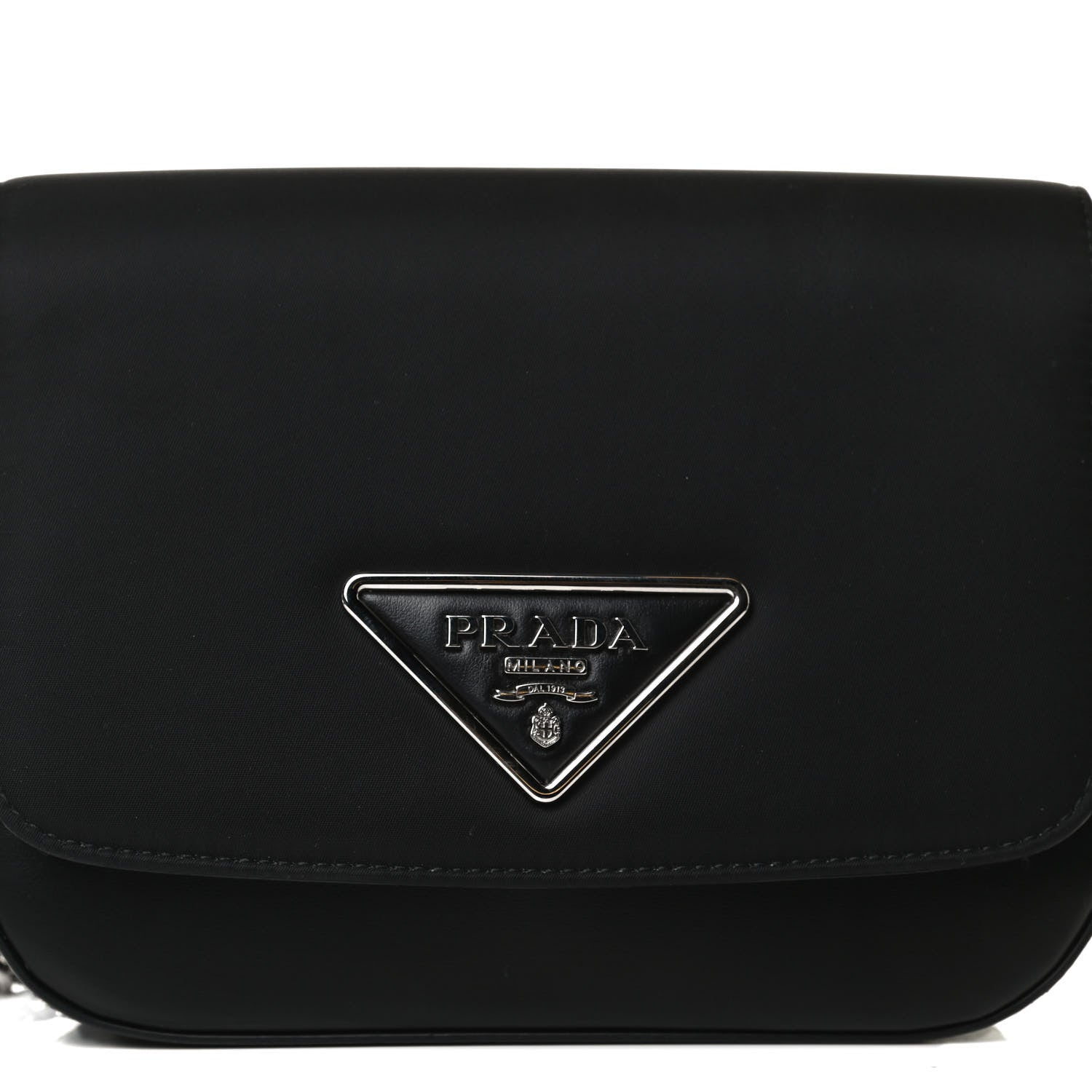 Prada Nylon Calfskin Identity Shoulder Bag Black 8 of 14