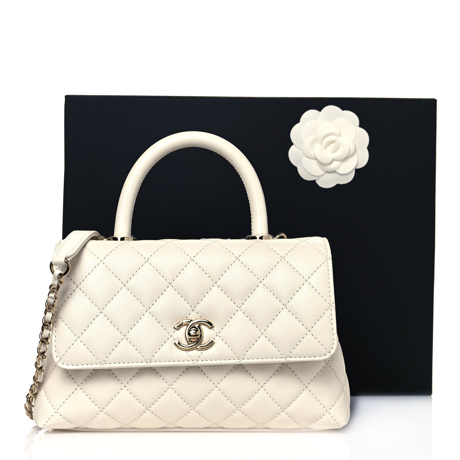 Chanel Caviar Quilted Mini Coco Handle Flap White 11 of 11