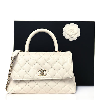 Chanel Caviar Quilted Mini Coco Handle Flap White 11 of 11