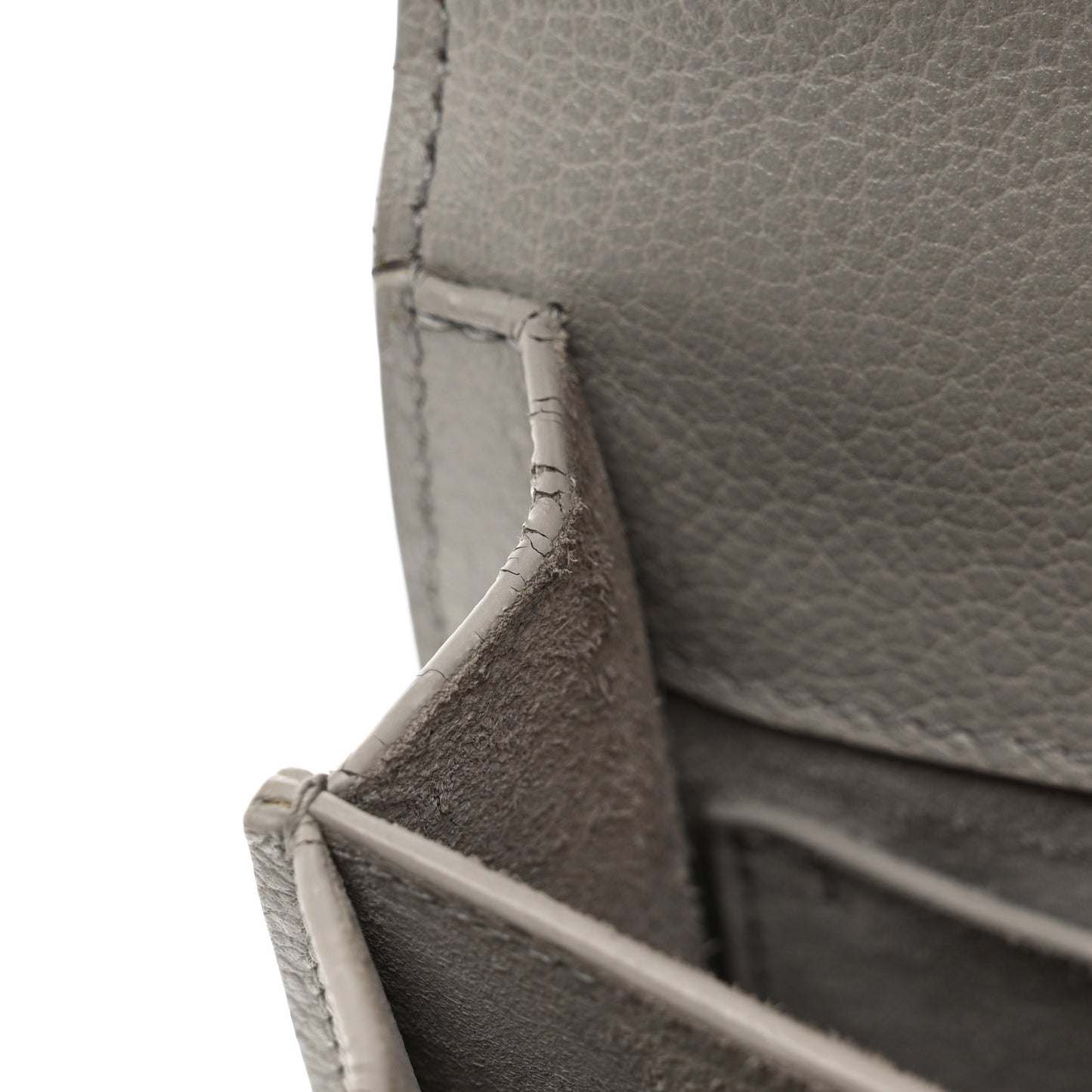 Grained Calfskin Medium Monogram Sunset Satchel Light Grey