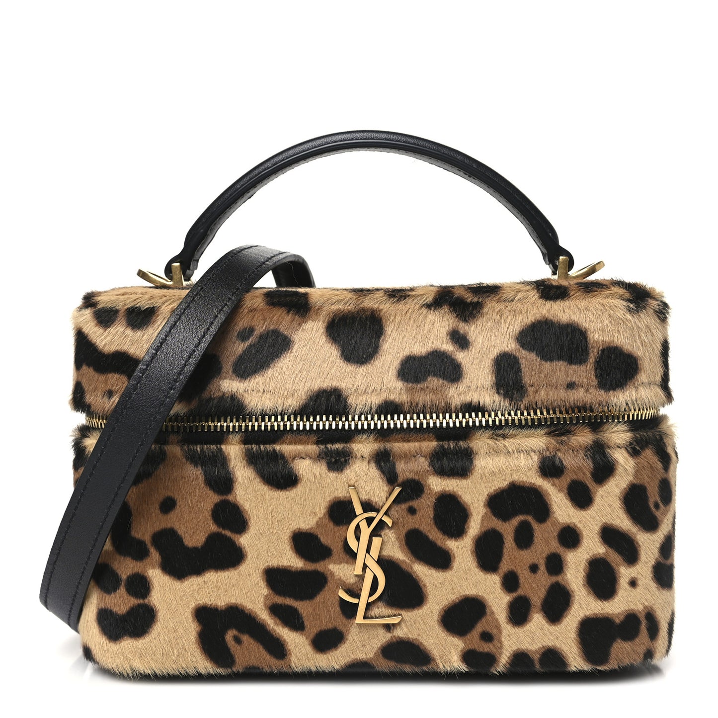 Pony Hair Leopard Print Mini Gaby Vanity Case Brown Black