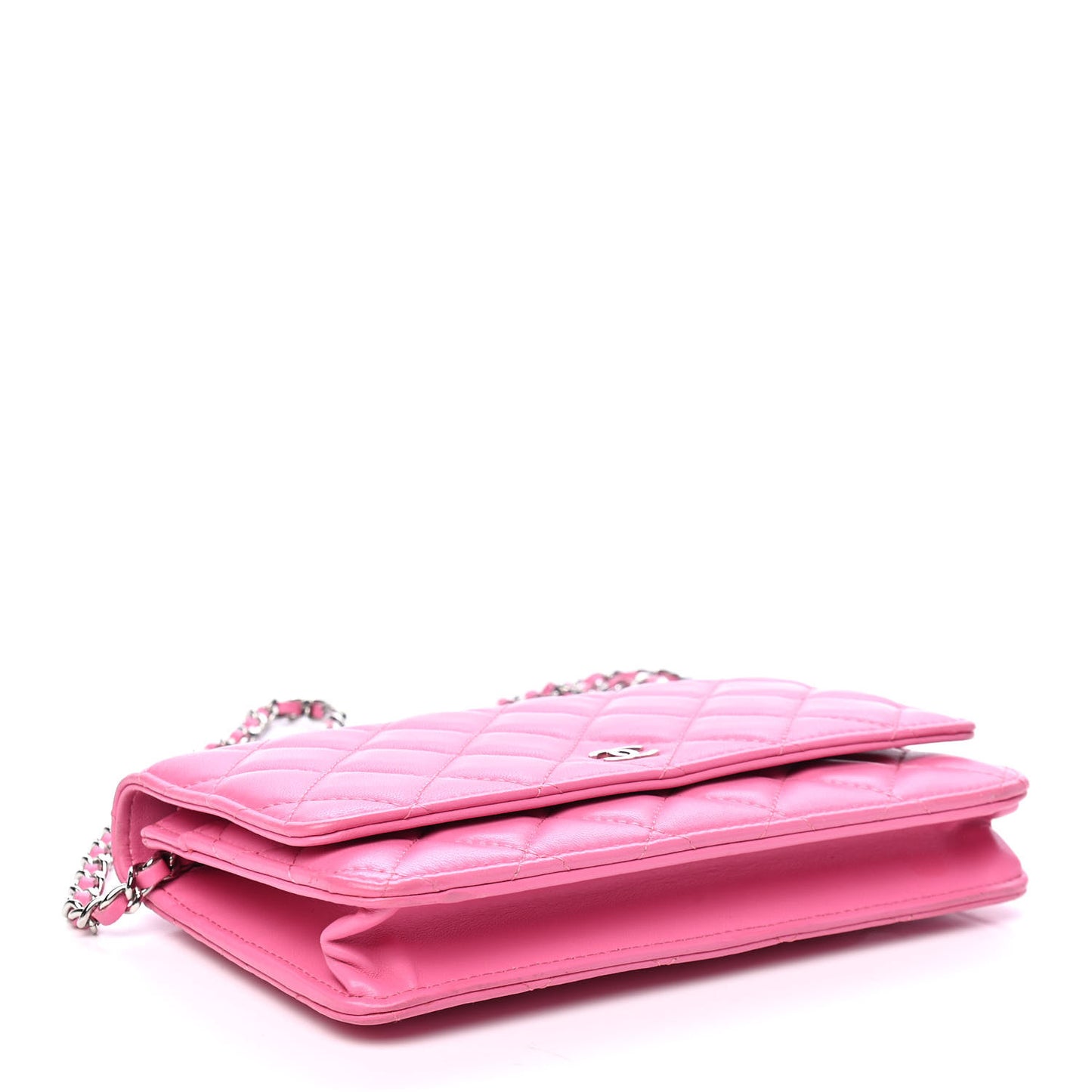 Lambskin Quilted Wallet On Chain WOC Pink