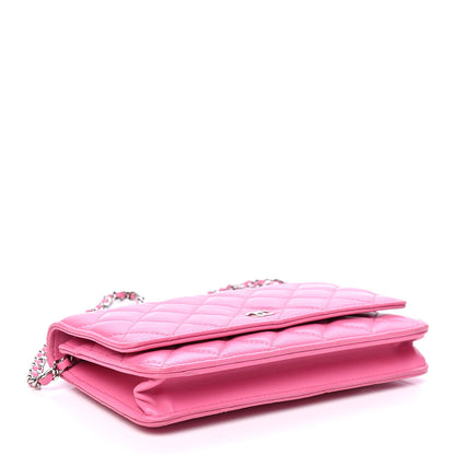 Chanel Lambskin Quilted Wallet On Chain WOC Pink 3 of 5