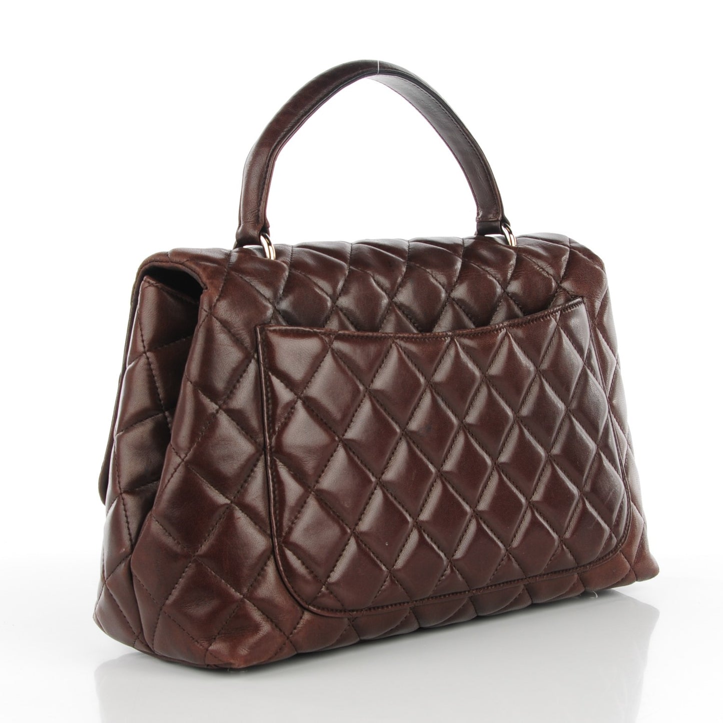 Lambskin Quilted Jumbo Kelly Flap Brown