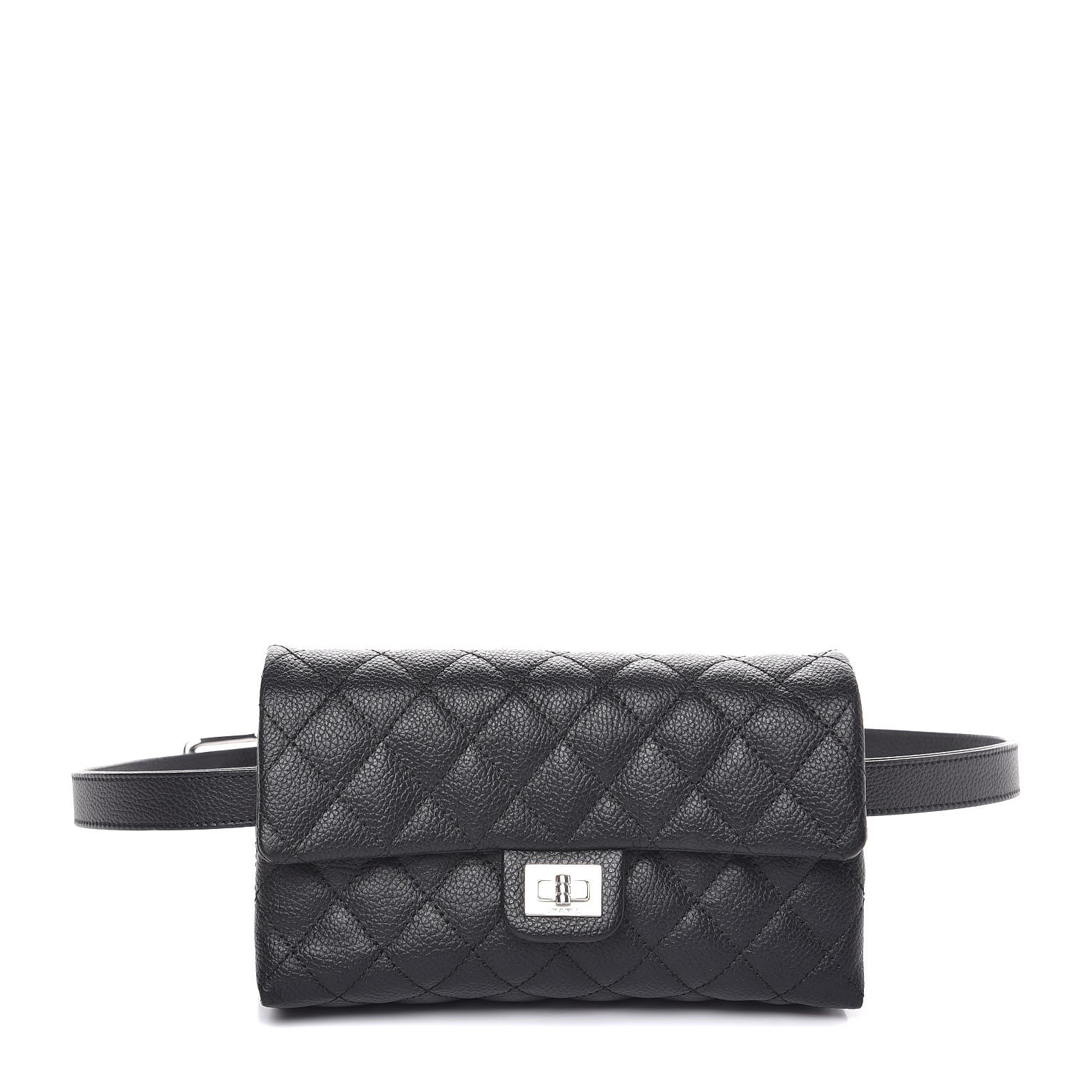 Chanel Grained Calfskin Quilted 2.55 Reissue Flap Belt Bag Clutch Black 1 of 7