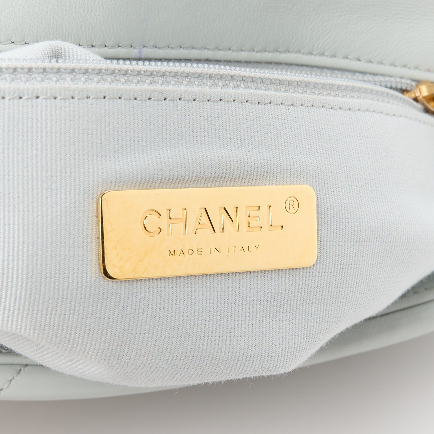 Lambskin Quilted Medium Chanel 19 Flap Light Blue