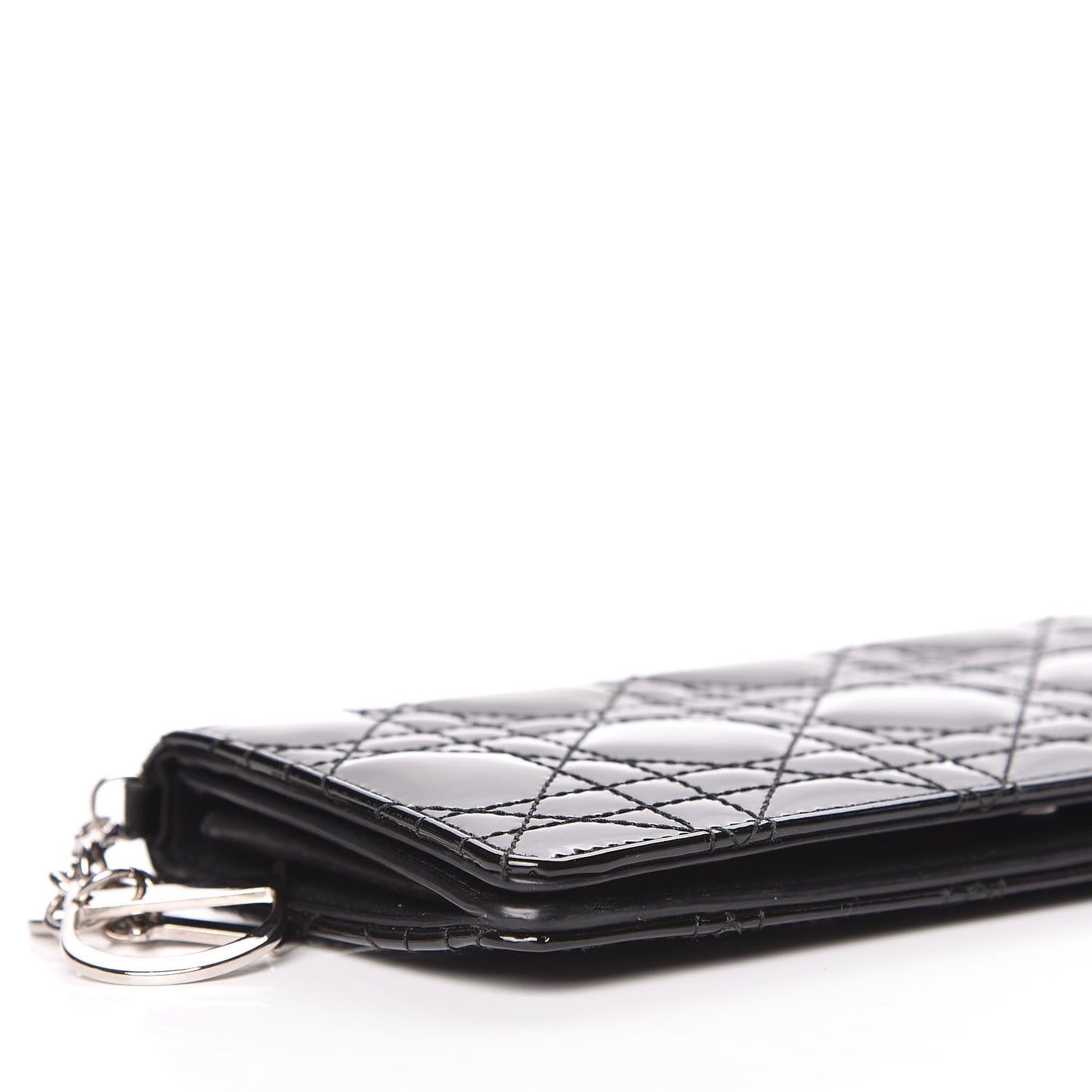 Patent Cannage Lady Dior Yen Wallet Black