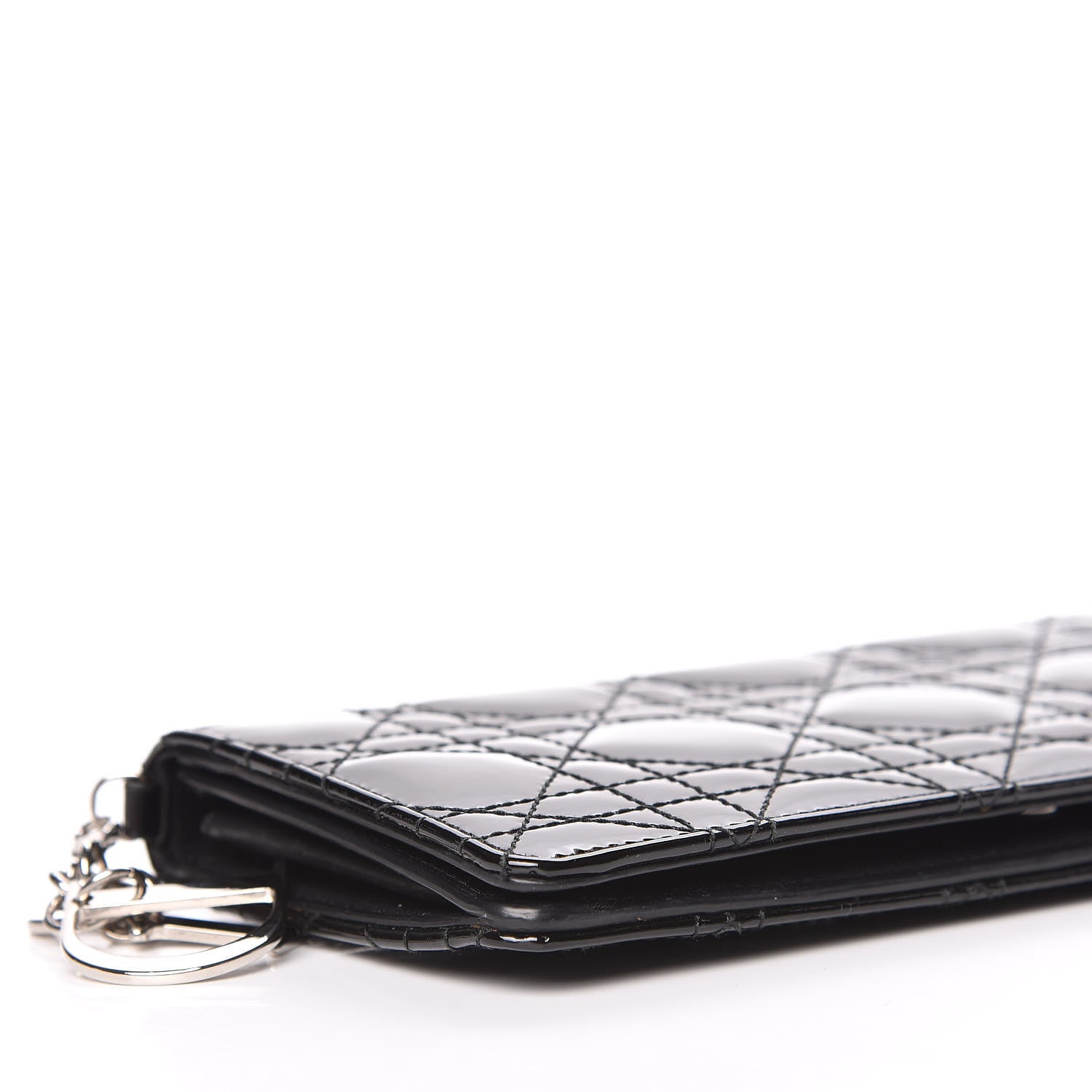 Christian Dior Patent Cannage Lady Dior Yen Wallet Black 5 of 14