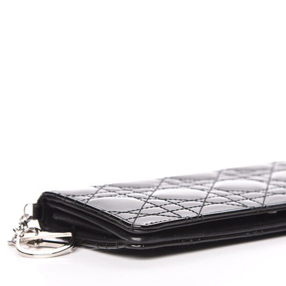 Christian Dior Patent Cannage Lady Dior Yen Wallet Black 5 of 14