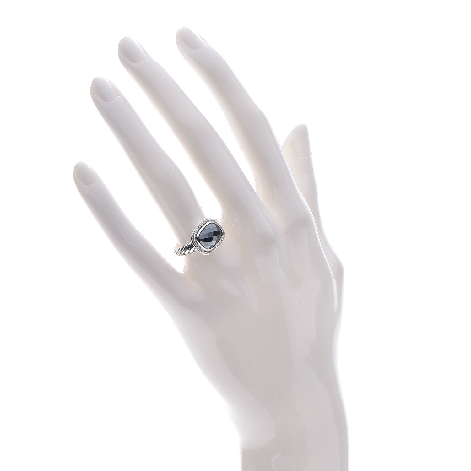 David Yurman Sterling Silver Diamond Hematite 10mm Noblesse Ring 51 5.75 2 of 4