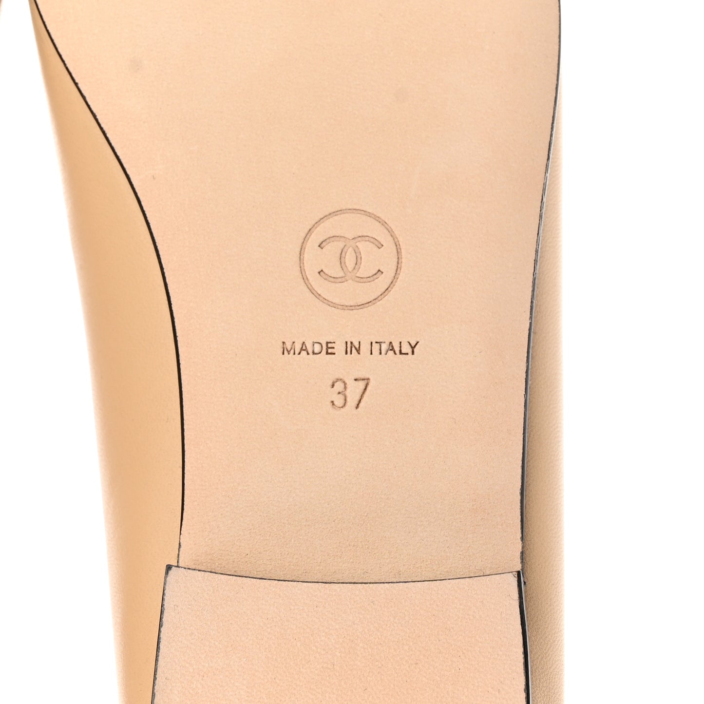 Lambskin Cap Toe CC Ballerina Flats 37 Beige Black