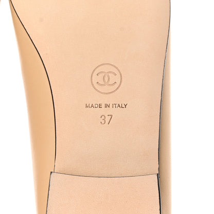 Chanel Lambskin Cap Toe CC Ballerina Flats 37 Beige Black 6 of 15