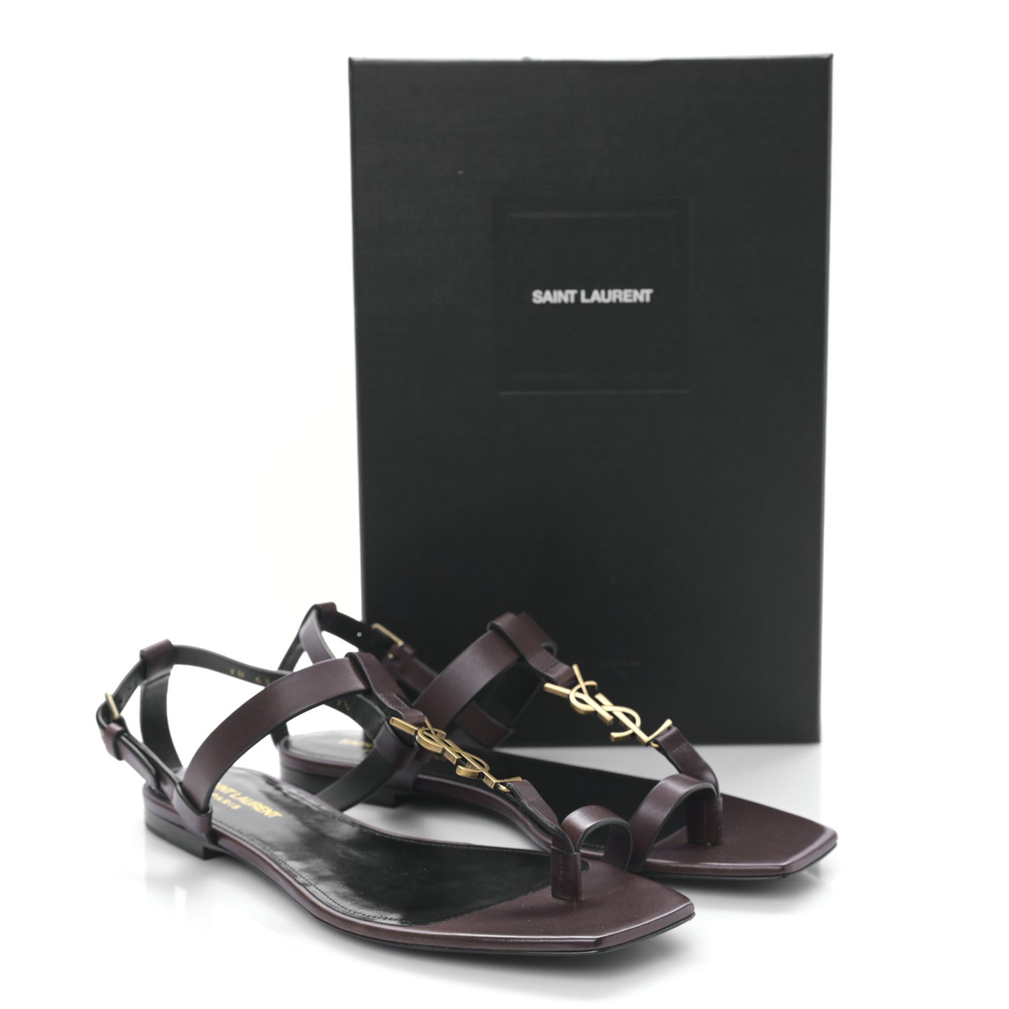 Calfskin Cassandra Monogram Sandals 39.5 Brown