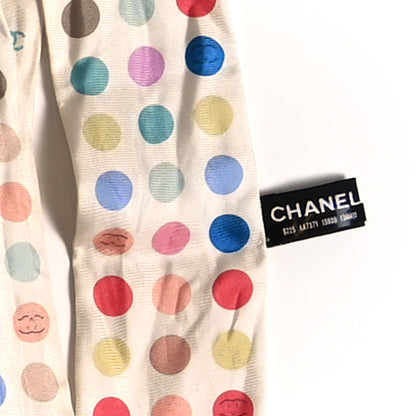 Chanel Silk Polka Dot CC Slim Bandeau Scarf Ivory Multicolor 3 of 3