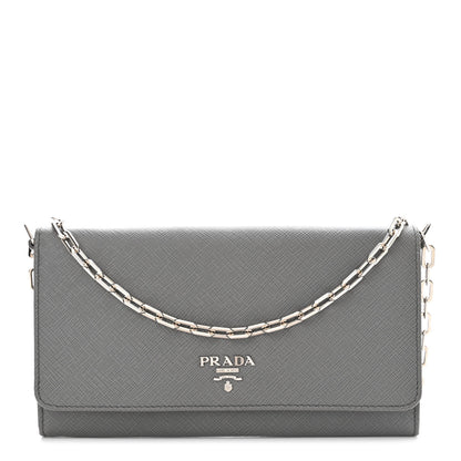 Prada Saffiano Metal Oro Chain Wallet Marmo 1 of 11