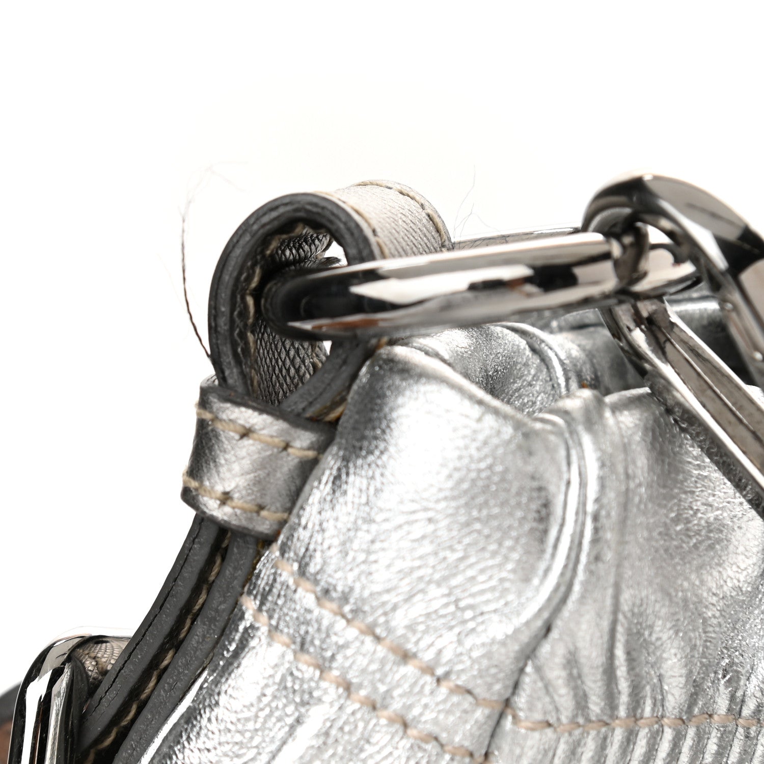 Prada Metallic Nappa Gaufre Messenger Tote Silver 17 of 20