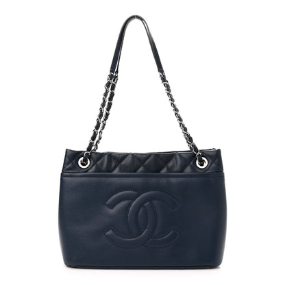 Chanel Caviar Quilted Timeless CC Soft Tote Navy Blue 1 of 10