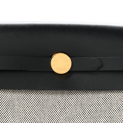Hermes Military Toile Vache Hunter Herbag Zip Retourne 20 Ecru Black 14 of 21