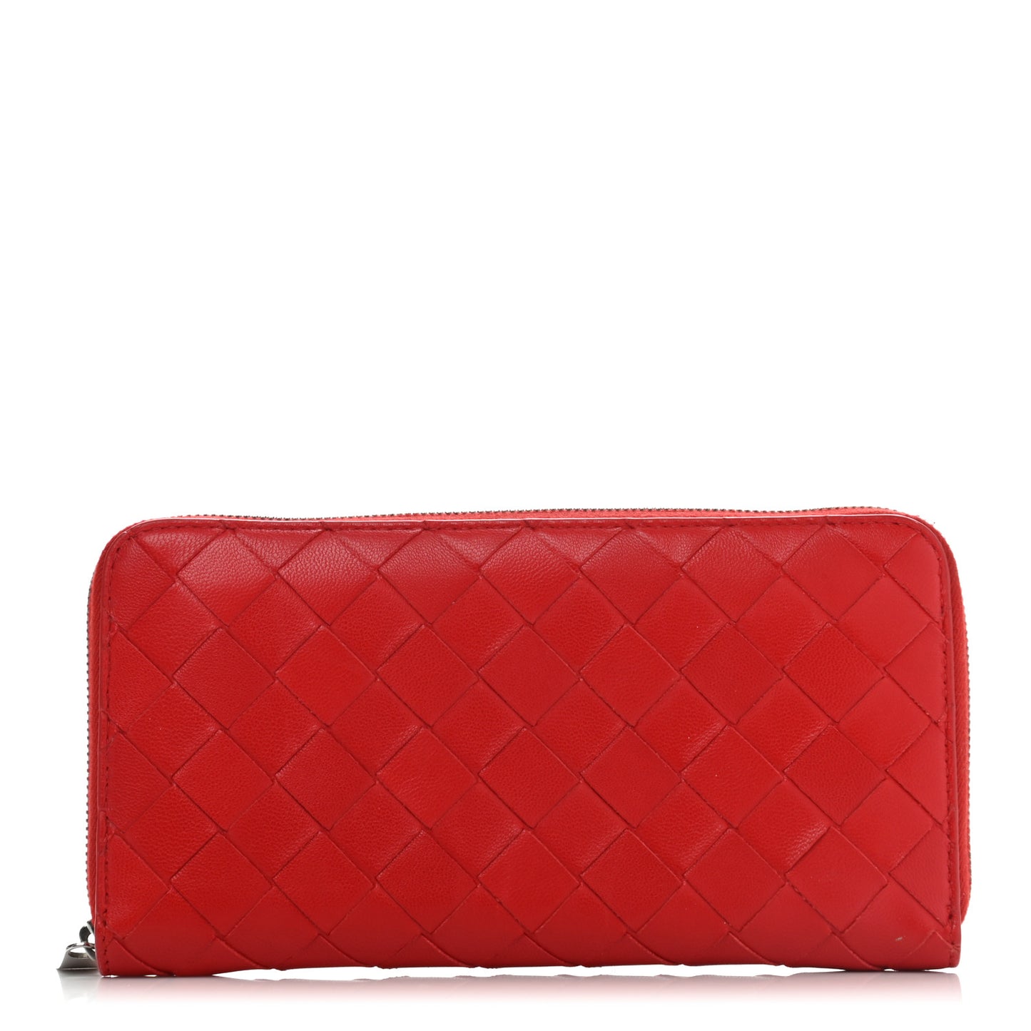 Nappa Intrecciato Zip Around Wallet Red