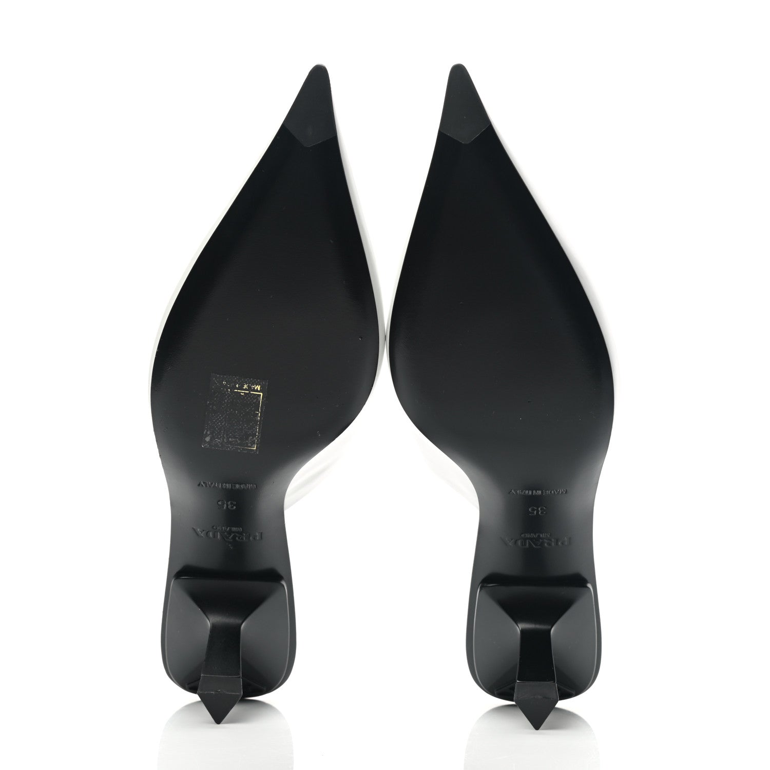 Prada Spazzolato Triangle Logo Pointed Toe 55mm Mules 35 White 5 of 12