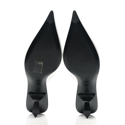 Prada Spazzolato Triangle Logo Pointed Toe 55mm Mules 35 White 5 of 12