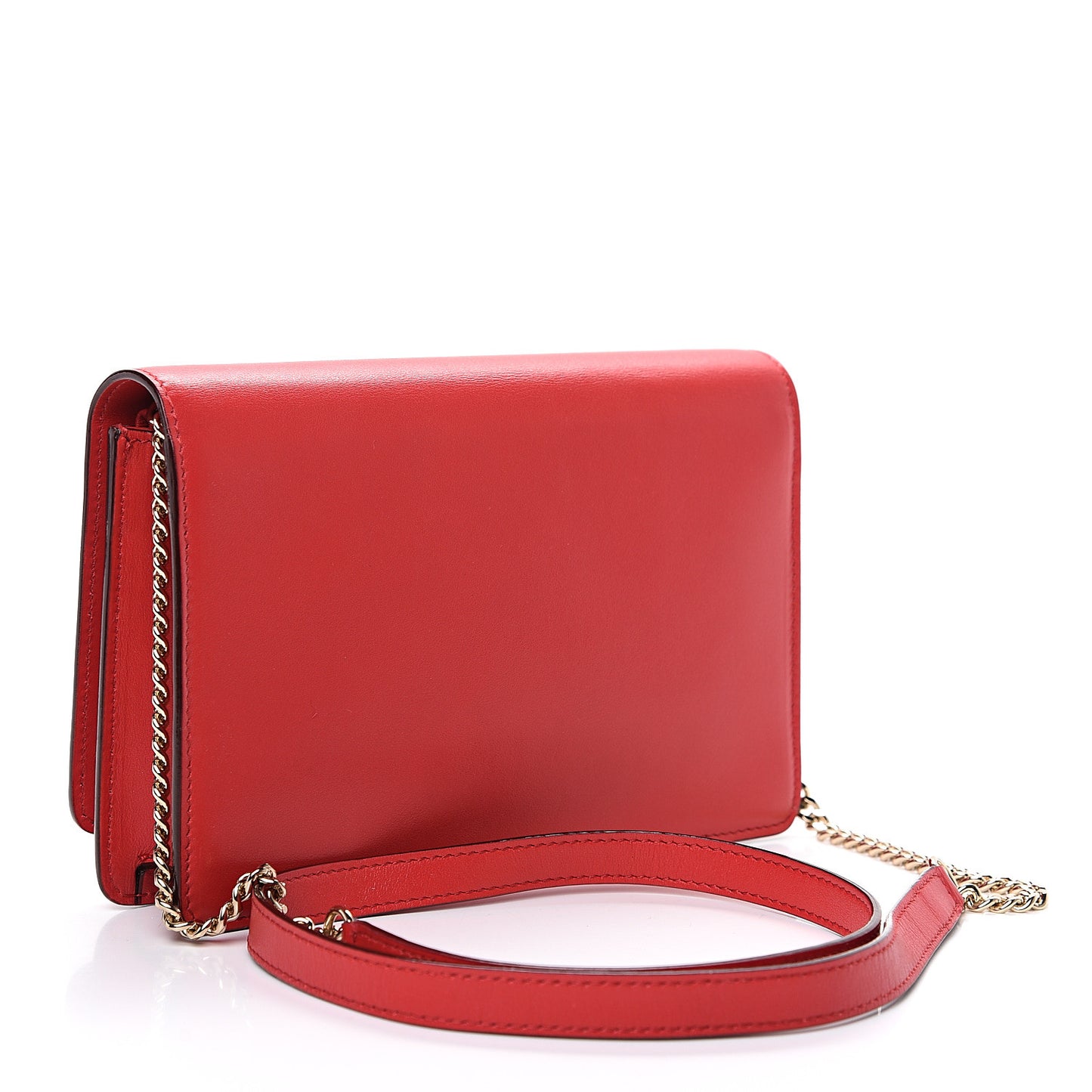 Calfskin Palace Wallet On Chain Royal Red