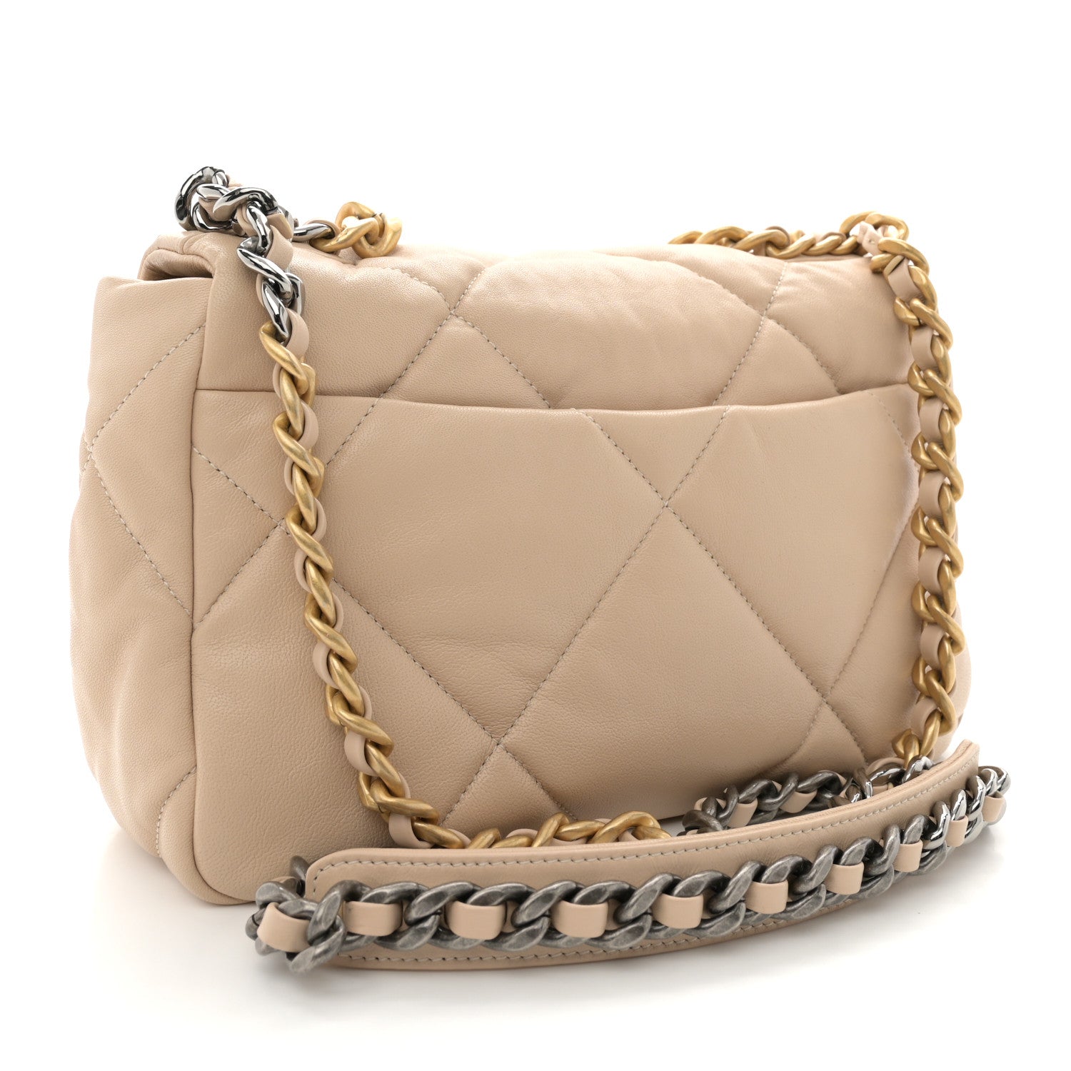 Chanel Lambskin Quilted Medium Chanel 19 Flap Beige 3 of 13